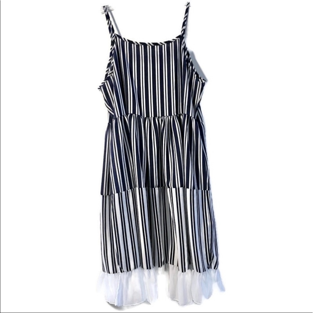 NWT PinkBlush Sleeveless Navy White Striped Maternity Sun Dress Size Medium